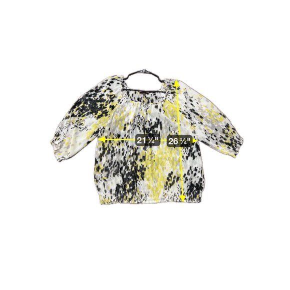 Multicolor Sheer Blouse With Elastic Hem & 3/4 Sleeves By The Limited Size XL - Picture 8 of 11